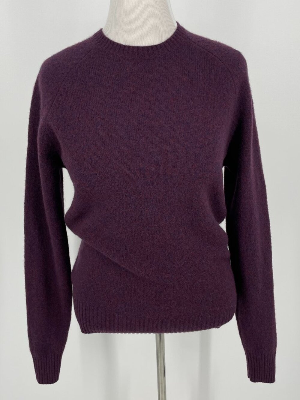 Vintage 90s J.Crew 100% Lambswool Purple Crewneck Raglan Sweater Mens S Womens M